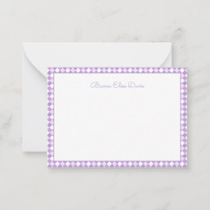 Cartão De Notas Roxo Xadrez Pastel Infantil