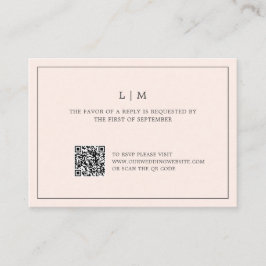 Cartão De Notas RSVP de Casamento de Código QR de Monograma Rosa S