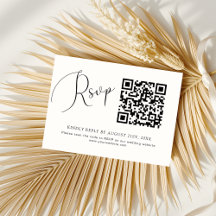 RSVP de Casamento de Código QR Preto-Chic Minimali