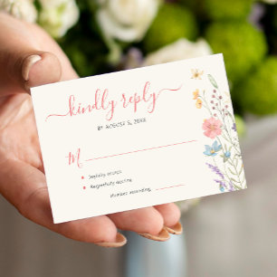 Cartão De Notas RSVP de casamento de flor selvagem de orçamento
