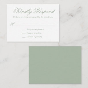 Cartão De Notas RSVP de Casamento de Mini Formal Verde de Sage Tra