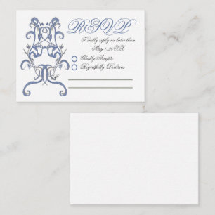 Cartão De Notas RSVP de Casamento de Thistle Azul Romântico Dusty