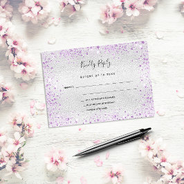 Cartão De Notas RSVP de casamento elegante com brilho de prata