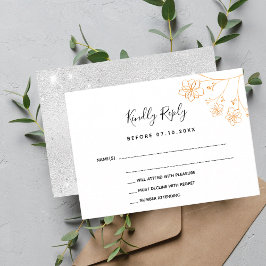Cartão De Notas RSVP de casamento elegante com prata de ouro branc