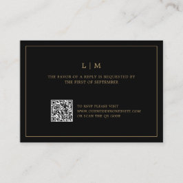 Cartão De Notas RSVP de Casamento Elegante de Código QR preto e Do