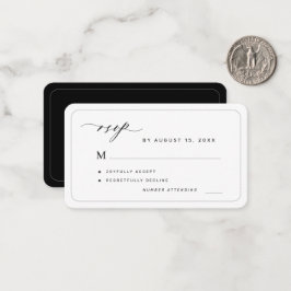 Cartão De Notas RSVP de casamento Elegante em preto e branco