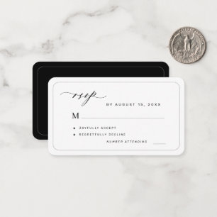Cartão De Notas RSVP de casamento Elegante em preto e branco