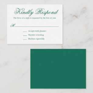 Cartão De Notas RSVP de Casamento Formal de Emerald Green