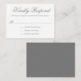 Cartão De Notas RSVP de Casamento Mini Elegante Formal da Cinza Tr