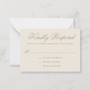 Cartão De Notas RSVP de Casamento Mini Elegante Formal de Marfim T