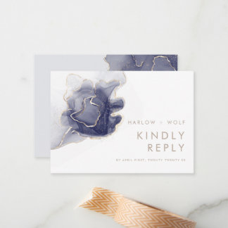 Cartão De Notas RSVP de Casamento Moderno Elegante Dourado do Mari
