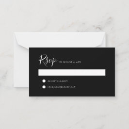 Cartão De Notas RSVP de Casamento Negra Minimalista Elegante E Lim