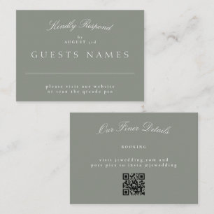 Cartão De Notas RSVP de CÓDIGO QR de Casamento Clássico Elegante V