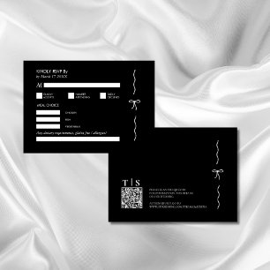 Cartão De Notas RSVP de código QR mínimo monocromático preto e bra
