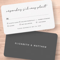 RSVP de Opção de Refeição de Casamento Chic Elegan