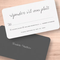 RSVP de opções de refeição simples e moderna de ca