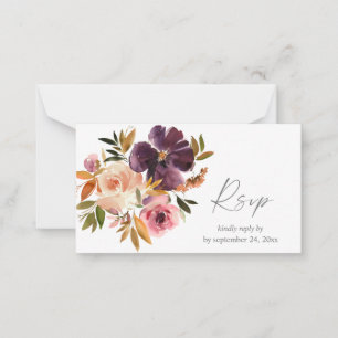 Cartão De Notas RSVP de Refeição 2SM Floral 2SM, cor-de-rosa e r