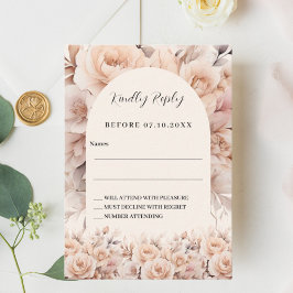 Cartão De Notas RSVP de resposta ao casamento da arca de rosas
