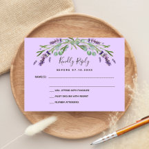 RSVP de resposta ao casamento de eucalipto violeta