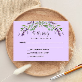 Cartão De Notas RSVP de resposta ao casamento de eucalipto violeta