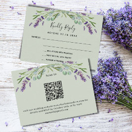 Cartão De Notas RSVP de resposta ao casamento de QR verde-violeta 