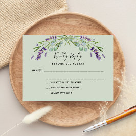 Cartão De Notas RSVP de resposta ao casamento do eucalipto lavanda
