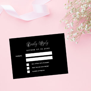 Cartão De Notas RSVP de resposta de casamento de script branco pre