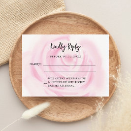 Cartão De Notas RSVP de resposta floral de rosa-rosa-claro