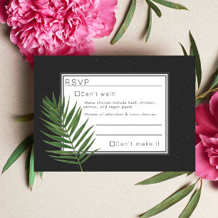 Cartão De Notas RSVP Minimalista Tropical Palm Night Sky Modern