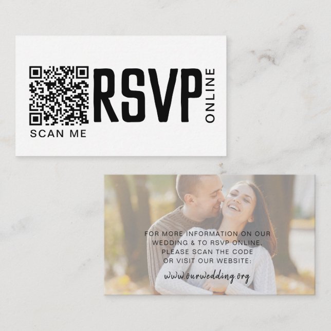 Cartão De Notas RSVP Online Código QR Casamento de Website de Casa (Frente/Verso)