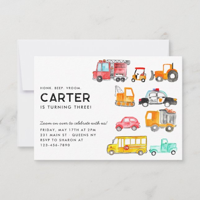 Cartão De Notas Rua de Aniversário do Transporte de Sala de Honra  (Frente)