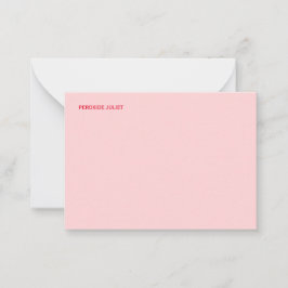 Cartão De Notas Rubor Rosa Cheio Nome Vermelho