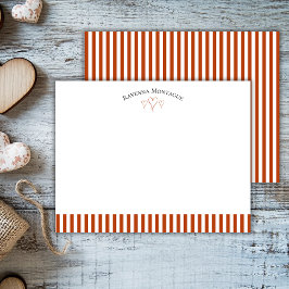 Cartão De Notas Rust Modern Open Hearts Striped Note Card