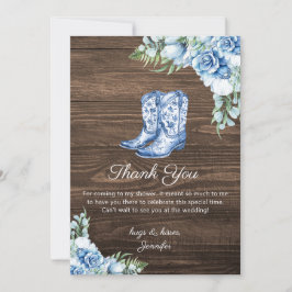 Cartão De Notas Rustic Blue Cowgirl Boots Bridal Shower Thank You 