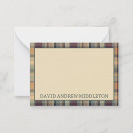 Cartão De Notas Rustic Brown e Cream Xadrez Personalizadas