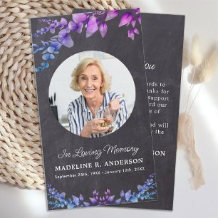 Cartão De Notas Rustic Memorial Photo Botanical Funeral Obrigado