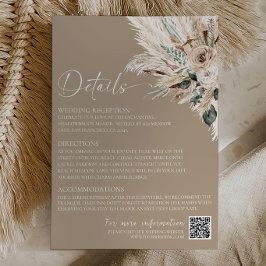 Cartão De Notas Rustic Tan Boho Wedding Enclosure Details Card