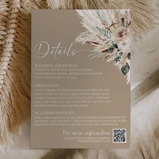 Cartão De Notas Rustic Tan Boho Wedding Enclosure Details Card