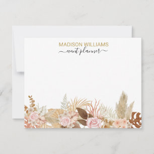Cartão De Notas Rustic Watercolor Boho Floral Professional Company