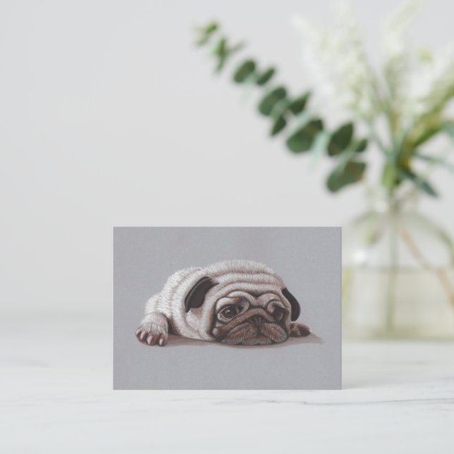 Cartão De Notas Sad Pug (Em pé/Frente)