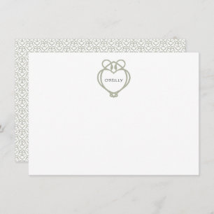 Cartão De Notas Sage Green Irish Celtic Swan Love Knot Family