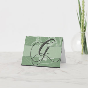 Cartão De Notas Sage green monogram card - Initial G