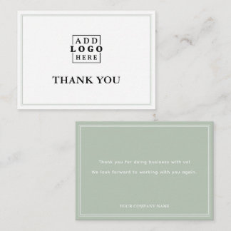 Cartão De Notas Sage Green Two Border Business Logo Thank You