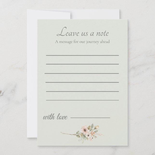 Cartão De Notas Sage Green Wedding Keepsake Insert (Frente)