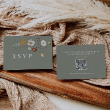 Sage Green Wildflower Wedding RSVP Código QR