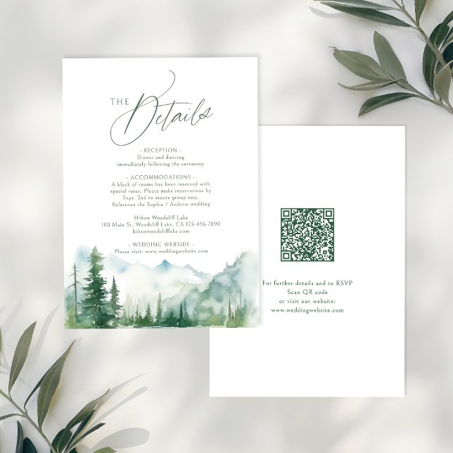 Cartão De Notas Sage Mountain Forest Rustic QR code Details (Sage Mountain Forest Rustic QR code Details Note Card)