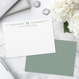 Cartão De Notas Sage Verde Simples Duas Bordas Minimalista