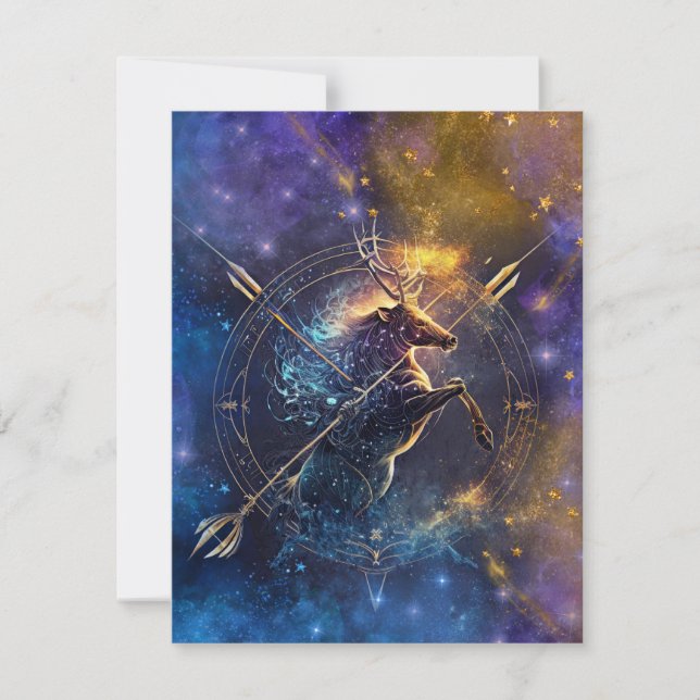 Cartão De Notas Sagitário Símbolo Zodiac Design de Aquarela (Frente)