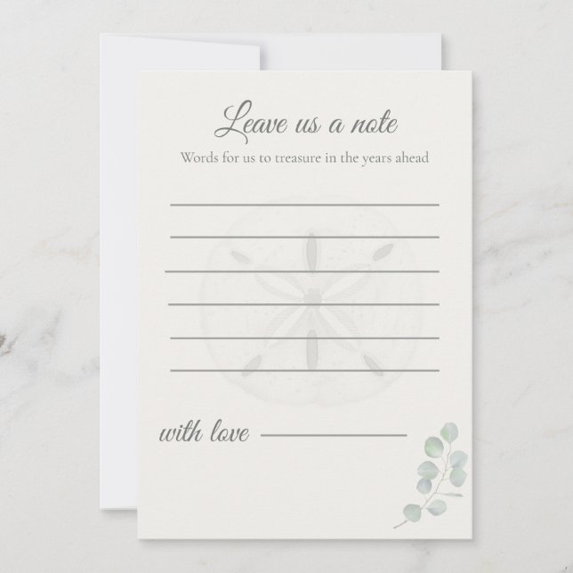 Cartão De Notas Sand Dollar Wedding Message Cards | (Frente)
