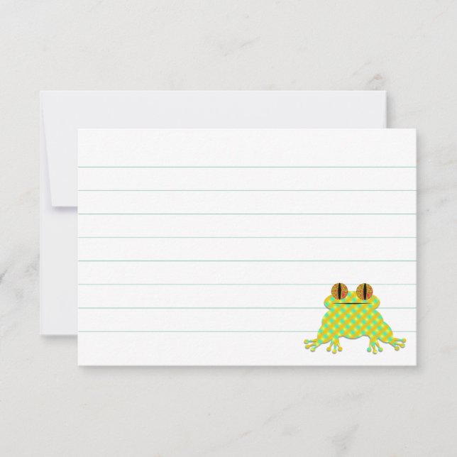 Cartão De Notas Sapo Fofo Personalizado com Linhas (Frente)